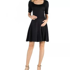 24SEVEN COMFORT APPAREL Knee Length A Line Elbow Sleeve Maternity Dress Large